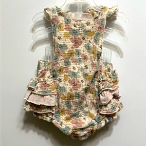 Chelsea & Violet Pastel Floral Ruffled Bubble Romper size 18 months